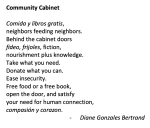 Poem written by Diane Gonzales Bertrand.
