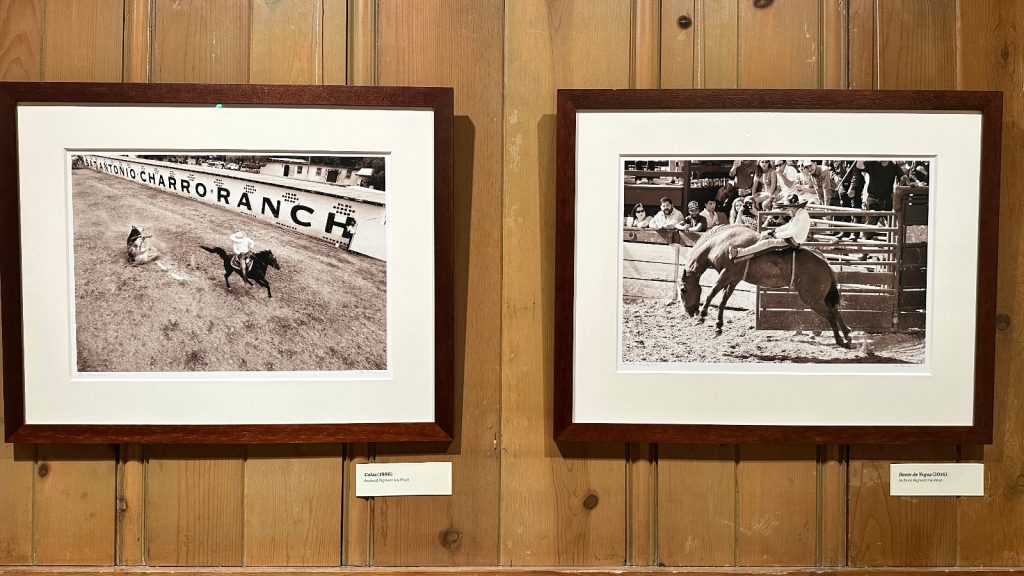 photos of charreada riders hung on the wall.